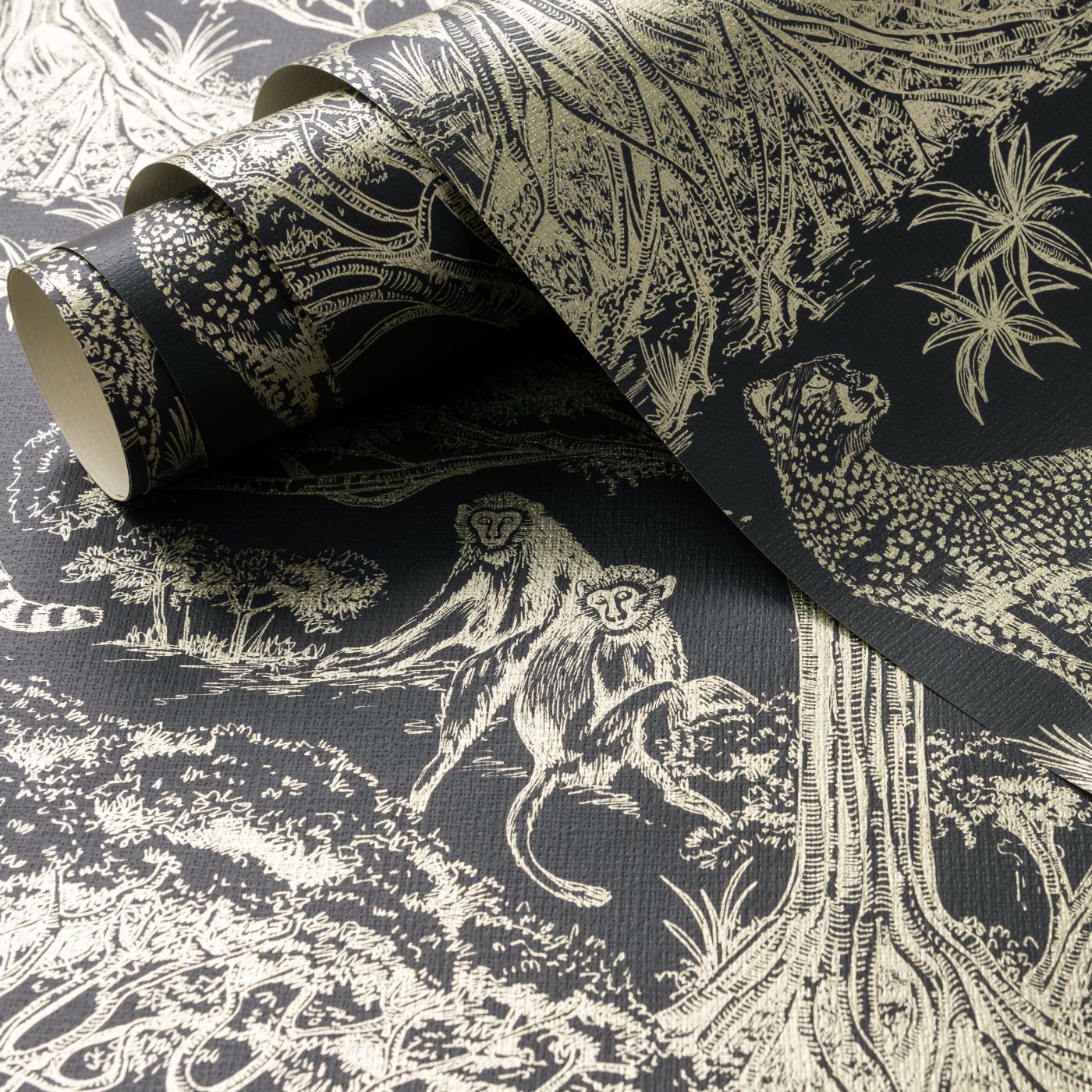 W0185/04 - Kisumu Wallpaper - Noir/Luxe - Clarke & Clarke