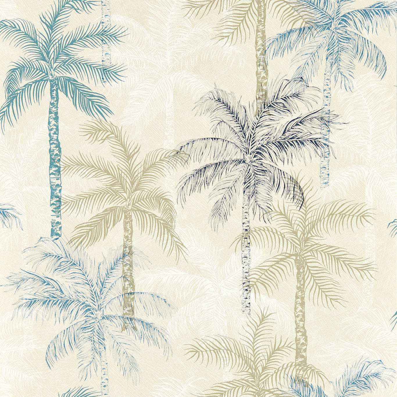 W0189/01 - Palmyra Wallpaper - Denim - Clarke & Clarke