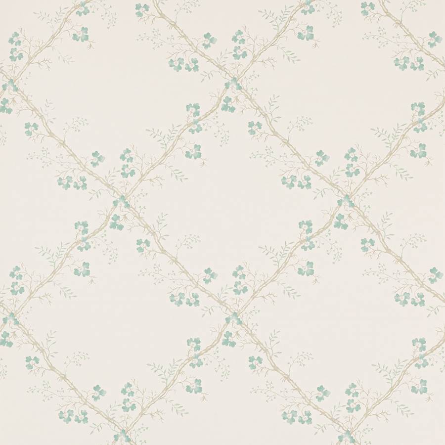 W7008-03 - Trefoil Trellis Wallpaper - Aqua - Colefax & Fowler