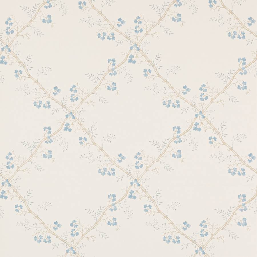W7008-04 - Trefoil Trellis Wallpaper - Blue - Colefax & Fowler