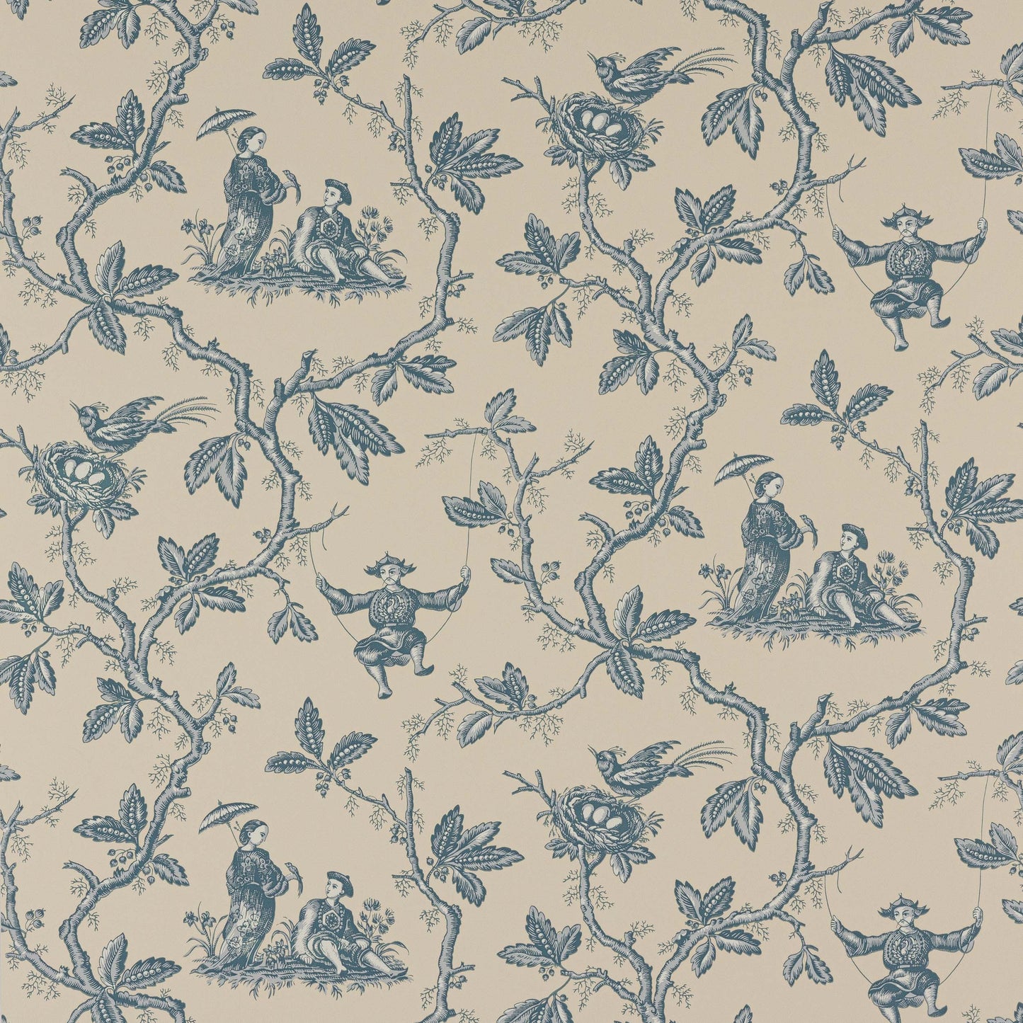 W7017-02 - Toile Chinoise Wallpaper - Blue - Colefax & Fowler