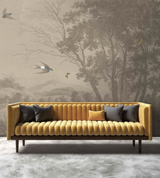 WM-021-02RM - Zephyr Wallpaper - Mural - Sepia - Woodchip & Magnolia