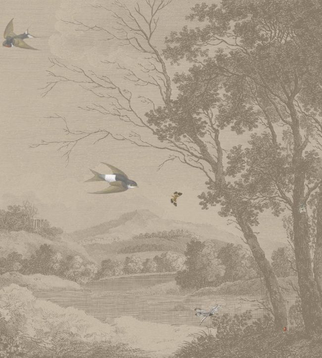 WM-021-02RM - Zephyr Wallpaper - Mural - Sepia - Woodchip & Magnolia