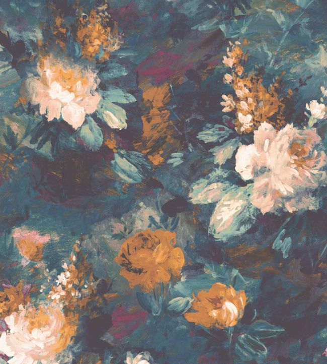 WM-101-4P - Ava Marika Wallpaper - Mural - Teal Orange - Woodchip & Magnolia
