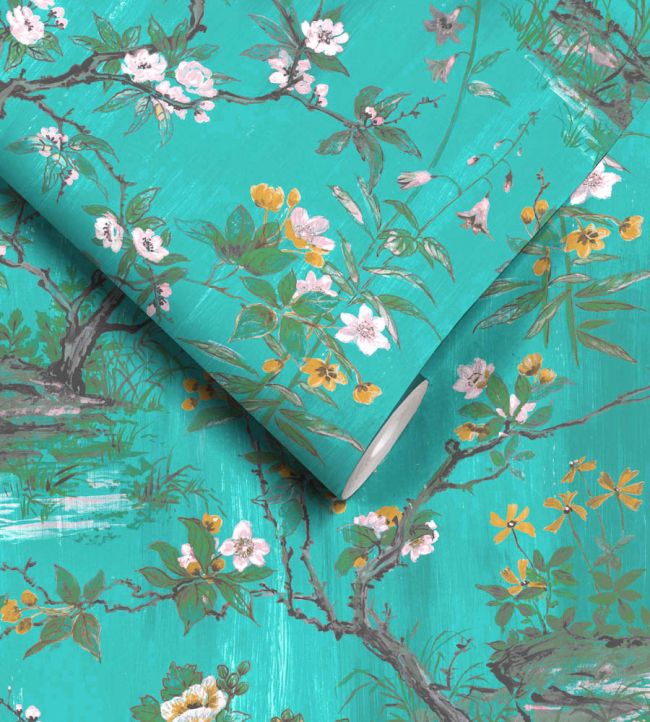 WM-126-04R - Rivington Wallpaper - Teal - Woodchip & Magnolia