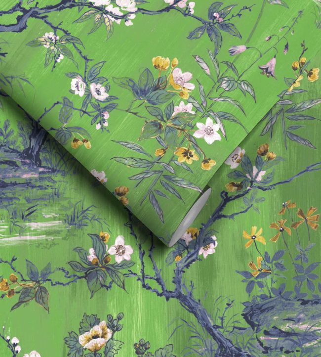 WM-126-06R - Rivington Wallpaper - Lush Green - Woodchip & Magnolia
