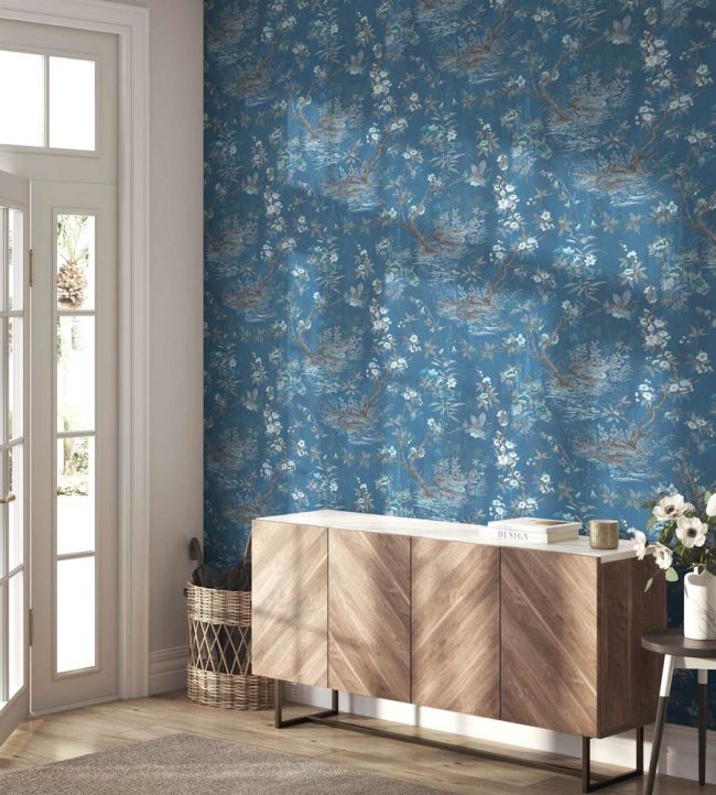 WM-126-07R - Rivington Wallpaper - China Blue - Woodchip & Magnolia