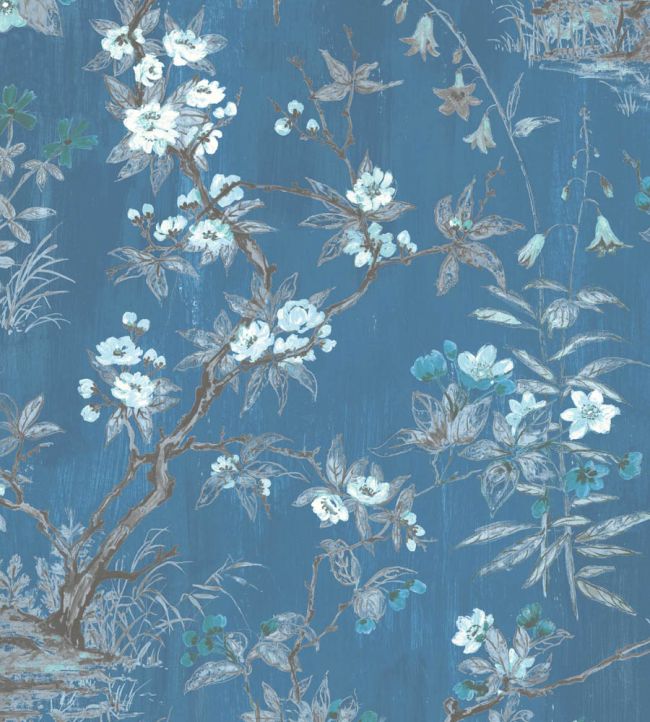 WM-126-07R - Rivington Wallpaper - China Blue - Woodchip & Magnolia