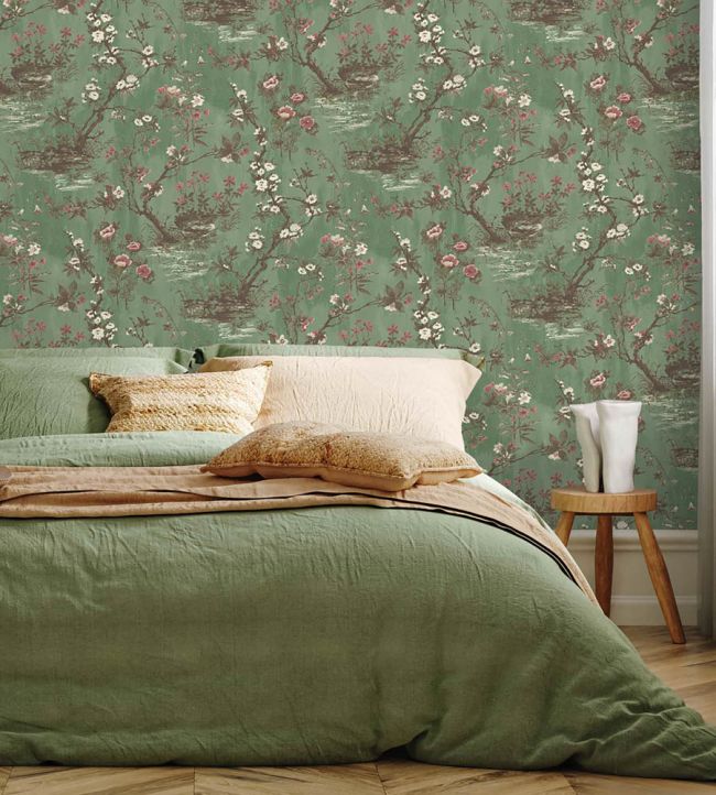 WM-126-10R - Rivington Wallpaper - Moss Green - Woodchip & Magnolia