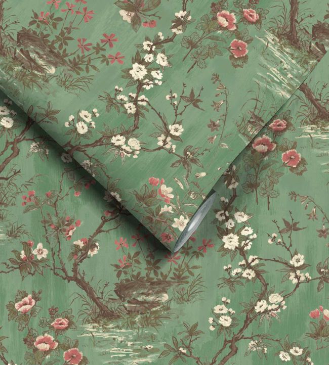 WM-126-10R - Rivington Wallpaper - Moss Green - Woodchip & Magnolia