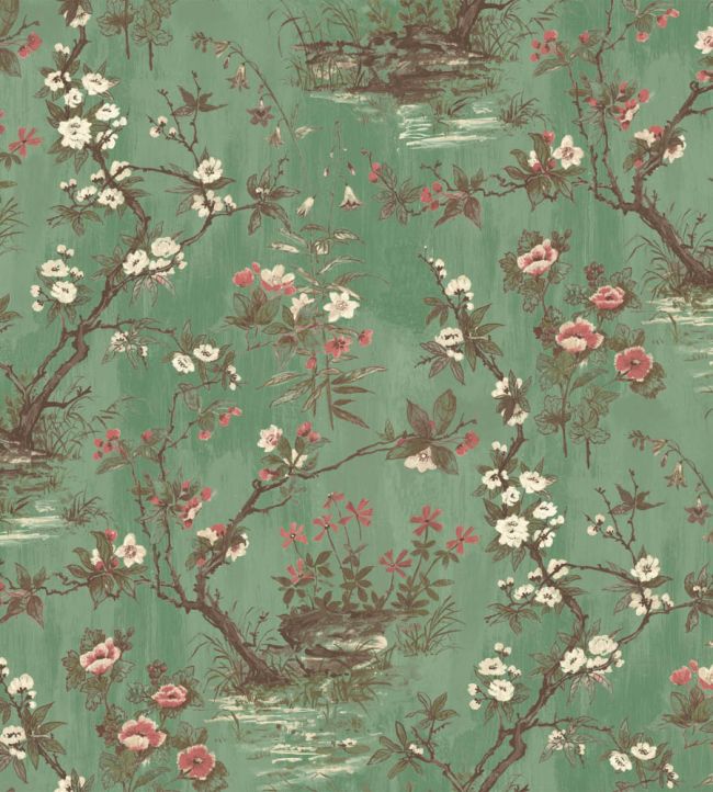 WM-126-10R - Rivington Wallpaper - Moss Green - Woodchip & Magnolia