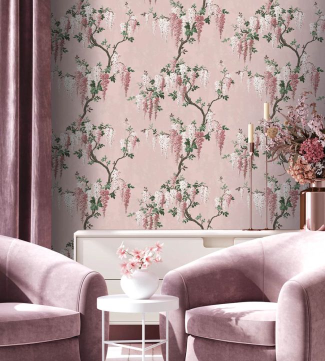 WM-218R - Wisteria Wallpaper - Pink Bloom - Woodchip & Magnolia
