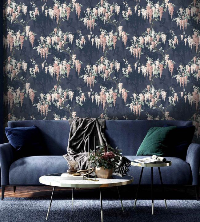 WM-223R - Wisteria Wallpaper - Midnight Mint - Woodchip & Magnolia