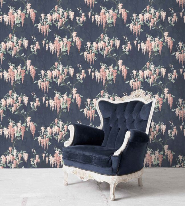 WM-223R - Wisteria Wallpaper - Midnight Mint - Woodchip & Magnolia
