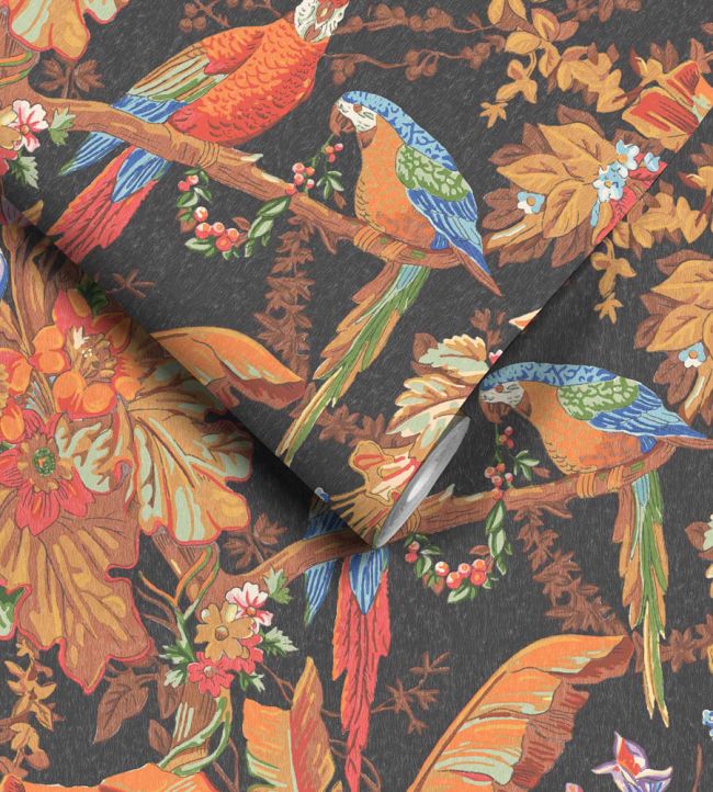 WM-322-01R - Parrot Talk Wallpaper - Terracotta Sunset - Woodchip & Magnolia
