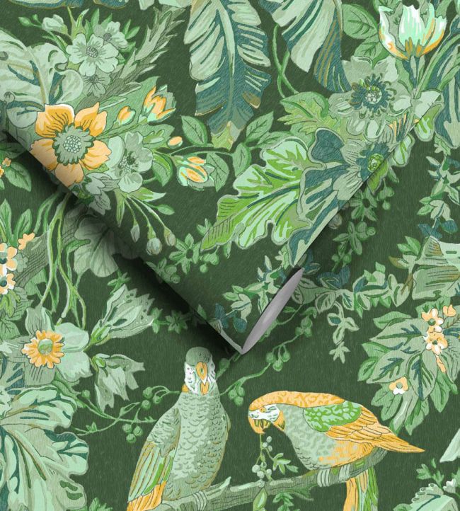 WM-322-02R - Parrot Talk Wallpaper - Lush Green - Woodchip & Magnolia