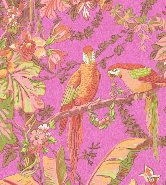 WM-322-03R - Parrot Talk Wallpaper - Hot Pink - Woodchip & Magnolia