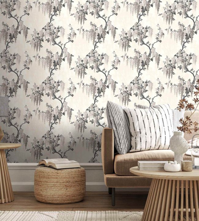 WM-333-02R - Wisteria Wallpaper - Taupe - Woodchip & Magnolia