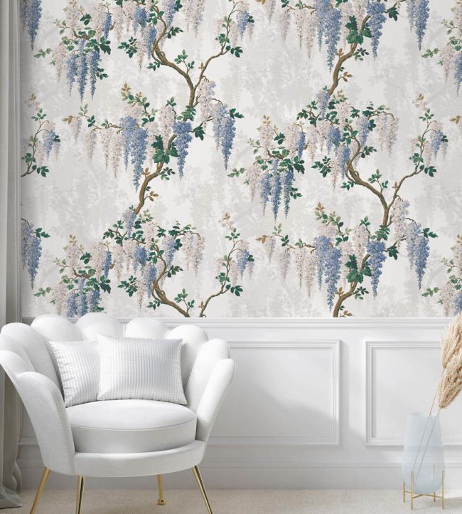WM-333-05R - Wisteria Wallpaper - Cornflower Blue - Woodchip & Magnolia