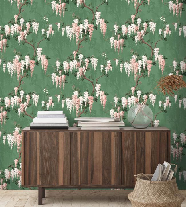 WM-333R - Wisteria Wallpaper - Green - Woodchip & Magnolia