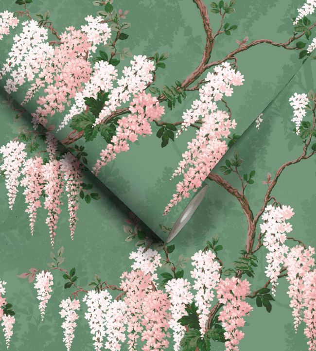 WM-333R - Wisteria Wallpaper - Green - Woodchip & Magnolia
