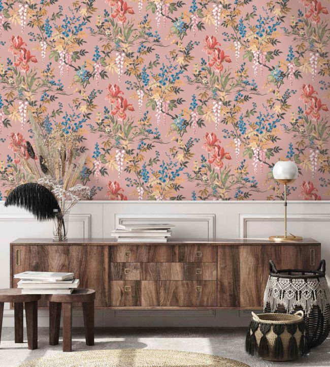 WM-364-03R - Hestia Wallpaper - Salmon Pink - Woodchip & Magnolia