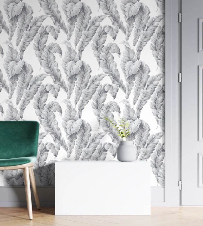 WM-365-01R - Lets Go Bananas Wallpaper - Dove Grey - Woodchip & Magnolia