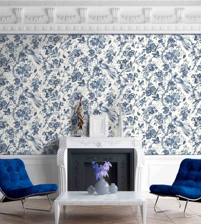 WM-368-02-3P - Plumage Wallpaper - Mural - Porcelain Blue - Woodchip & Magnolia