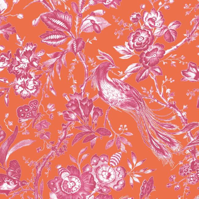 WM-368-06-3P - Plumage Wallpaper - Mural - Orange Fuchsia - Woodchip & Magnolia