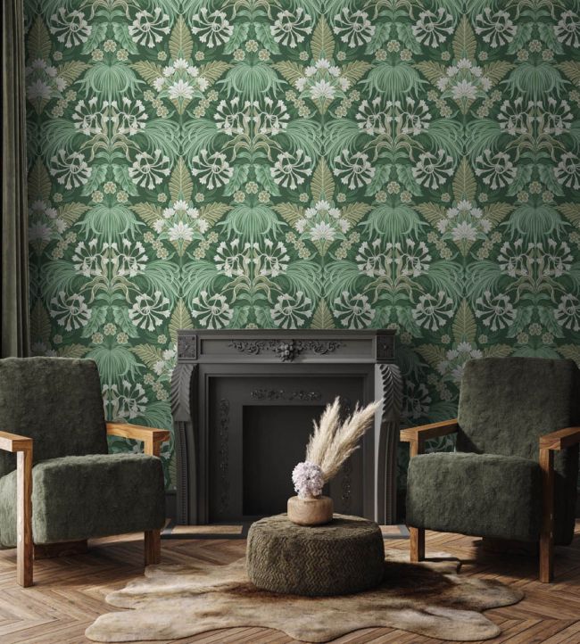WM-380-03R - Mirk Wallpaper - Moss Green - Woodchip & Magnolia