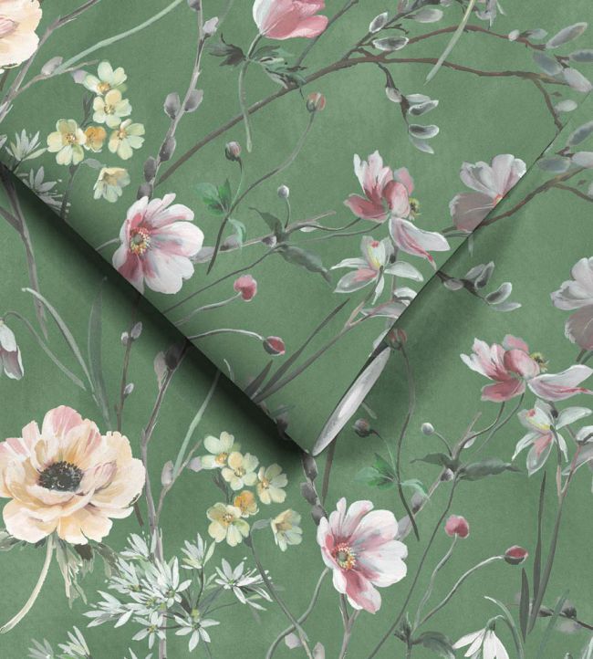 WM-383-03R - Maytime Wallpaper - Evergreen - Woodchip & Magnolia
