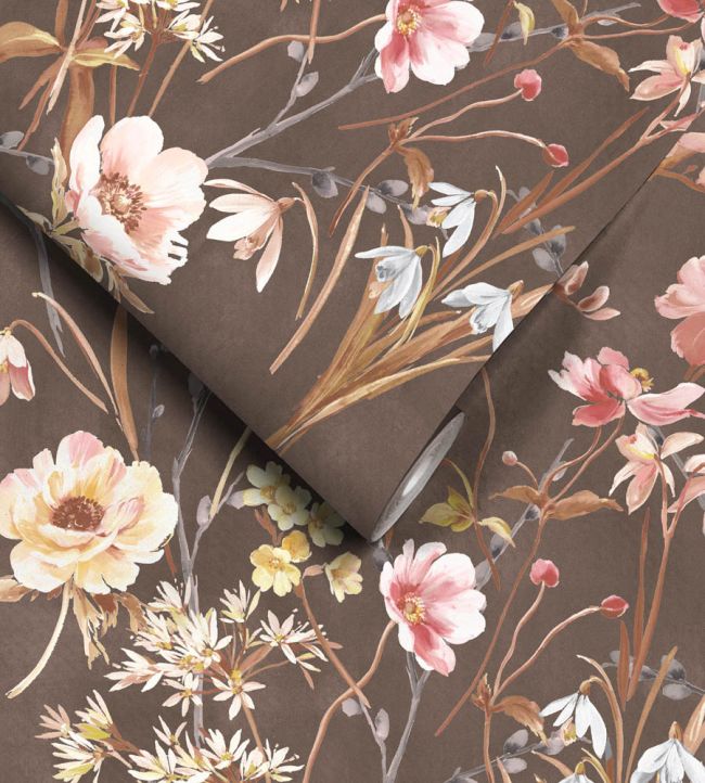 WM-383-05R - Maytime Wallpaper - Vintage Brown - Woodchip & Magnolia