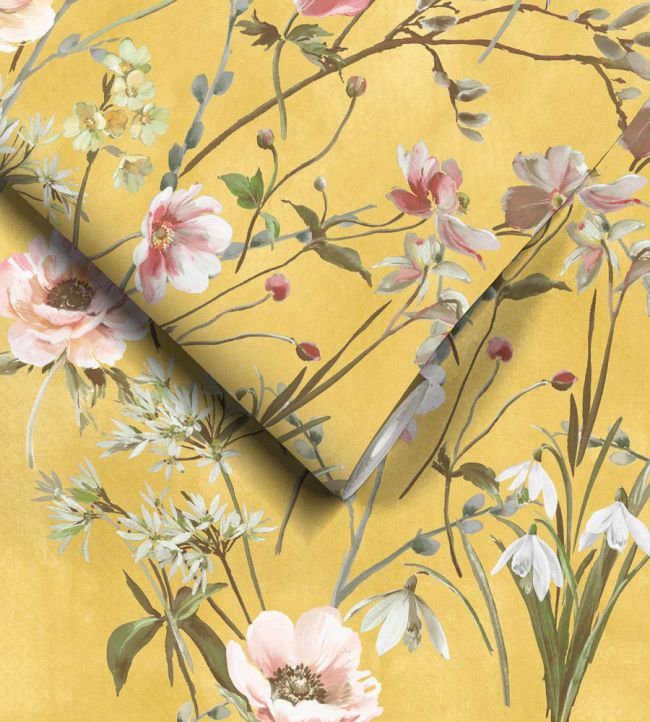 WM-383-06R - Maytime Wallpaper - Sunny Yellow - Woodchip & Magnolia