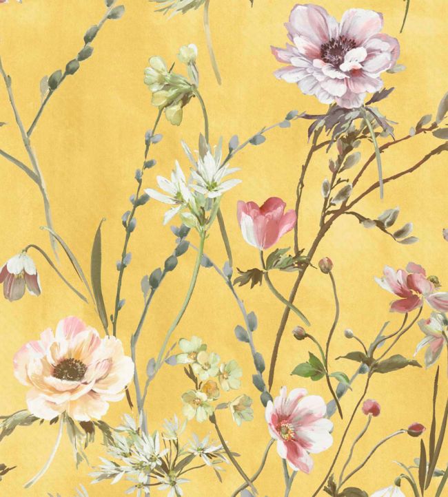 WM-383-06R - Maytime Wallpaper - Sunny Yellow - Woodchip & Magnolia