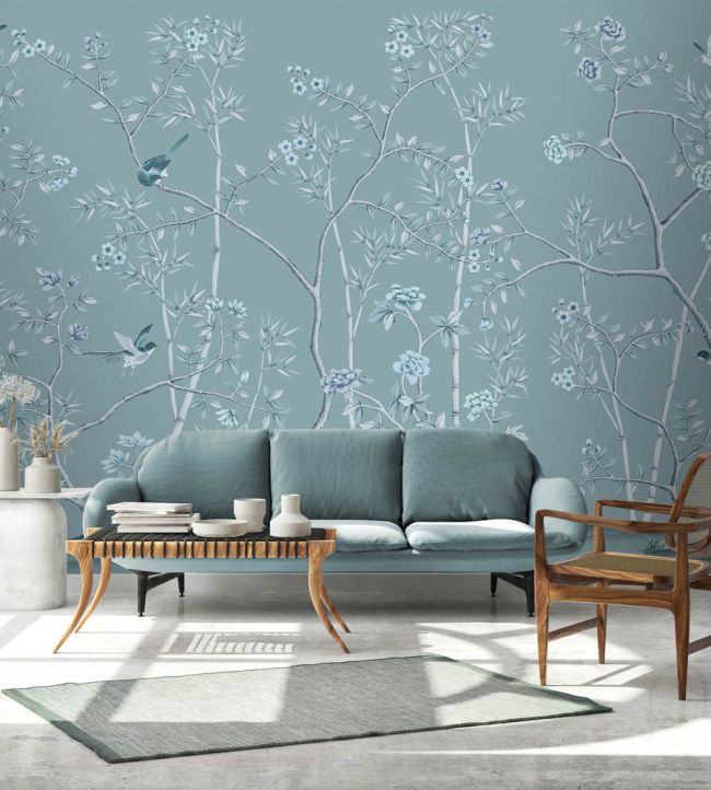 WM-398-05RM - The Garden of Dreams Wallpaper - Mural - Teal - Woodchip & Magnolia