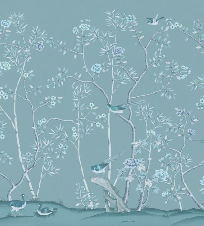 WM-398-05RM - The Garden of Dreams Wallpaper - Mural - Teal - Woodchip & Magnolia