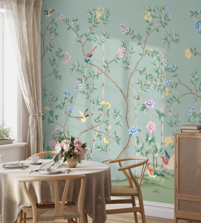 WM-398-13RM - The Garden of Dreams Wallpaper - Mural - Duck Egg - Woodchip & Magnolia
