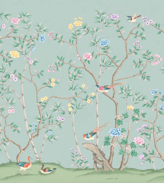 WM-398-13RM - The Garden of Dreams Wallpaper - Mural - Duck Egg - Woodchip & Magnolia