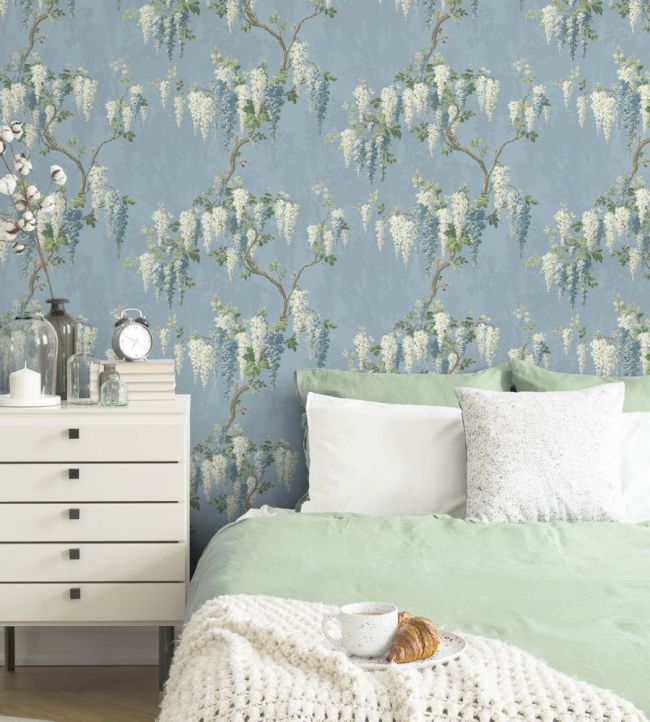 WM-402-03R - Wisteria Wallpaper - Powder Blue - Woodchip & Magnolia