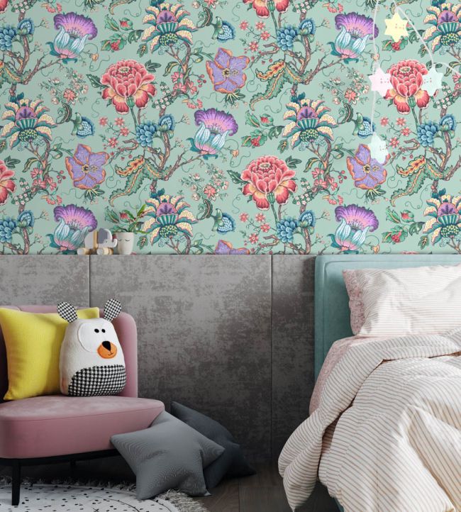 WM-408-02R - Arcadia Wallpaper - Mint - Woodchip & Magnolia