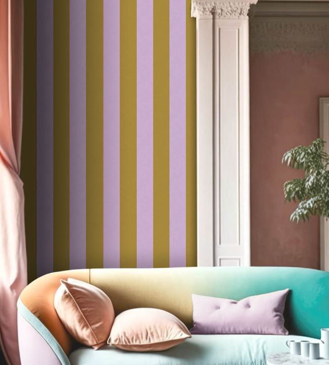 WM-413-07R - Awning Stripe Wallpaper - Pistachio - Woodchip & Magnolia