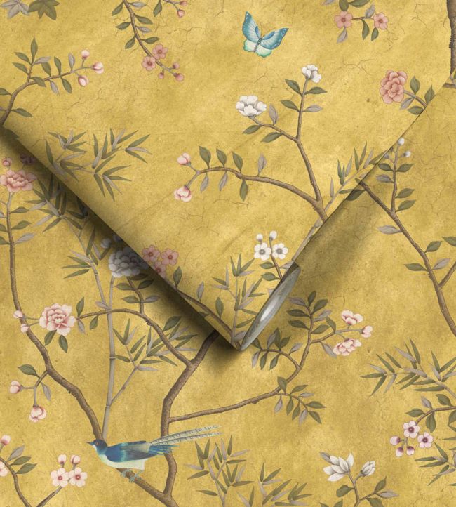 WM-454-01R - Chinoiserie Onism Wallpaper - Mural - Old Gold - Woodchip & Magnolia