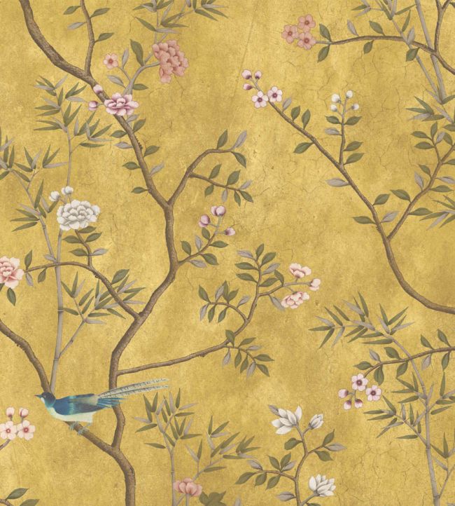 WM-454-01R - Chinoiserie Onism Wallpaper - Mural - Old Gold - Woodchip & Magnolia