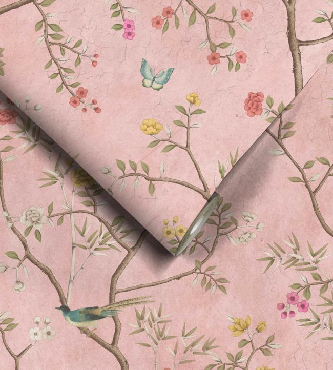WM-454-03R - Chinoiserie Onism Wallpaper - Mural - Dusty Pink - Woodchip & Magnolia