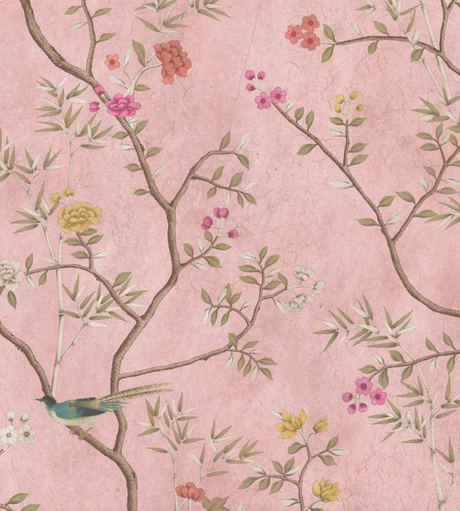 WM-454-03R - Chinoiserie Onism Wallpaper - Mural - Dusty Pink - Woodchip & Magnolia