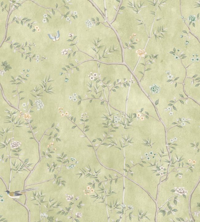 WM-454-07R - Chinoiserie Onism Wallpaper - Mural - Olive Green - Woodchip & Magnolia
