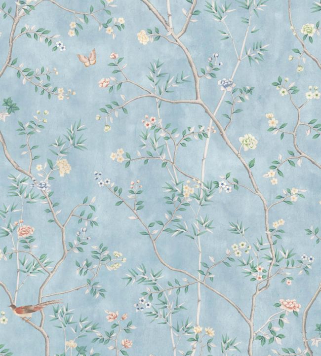 WM-454-08R - Chinoiserie Onism Wallpaper - Mural - Sky Blue - Woodchip & Magnolia