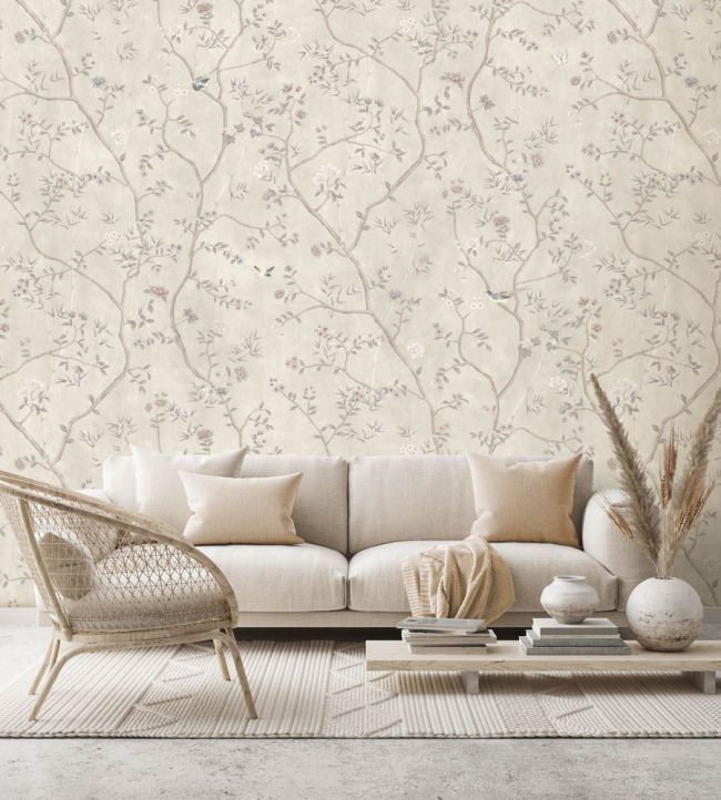 WM-454-09R - Chinoiserie Onism Wallpaper - Mural - Stone - Woodchip & Magnolia