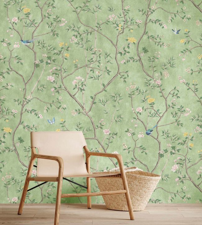 WM-454-12R - Chinoiserie Onism Wallpaper - Mural - Apple Green - Woodchip & Magnolia