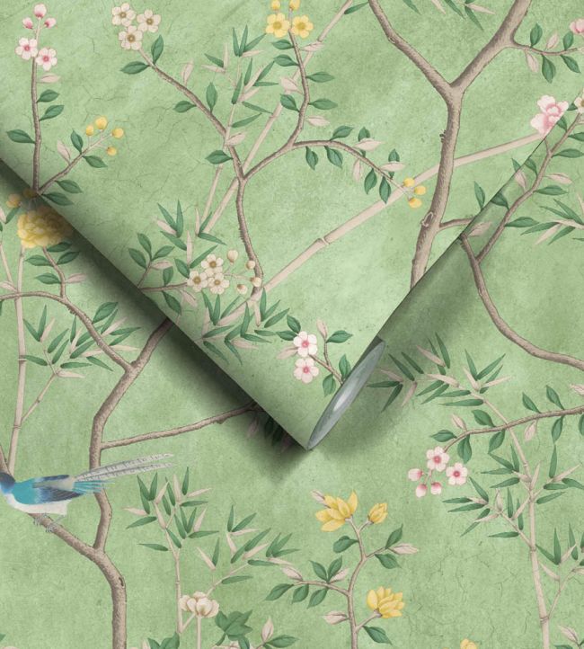 WM-454-12R - Chinoiserie Onism Wallpaper - Mural - Apple Green - Woodchip & Magnolia